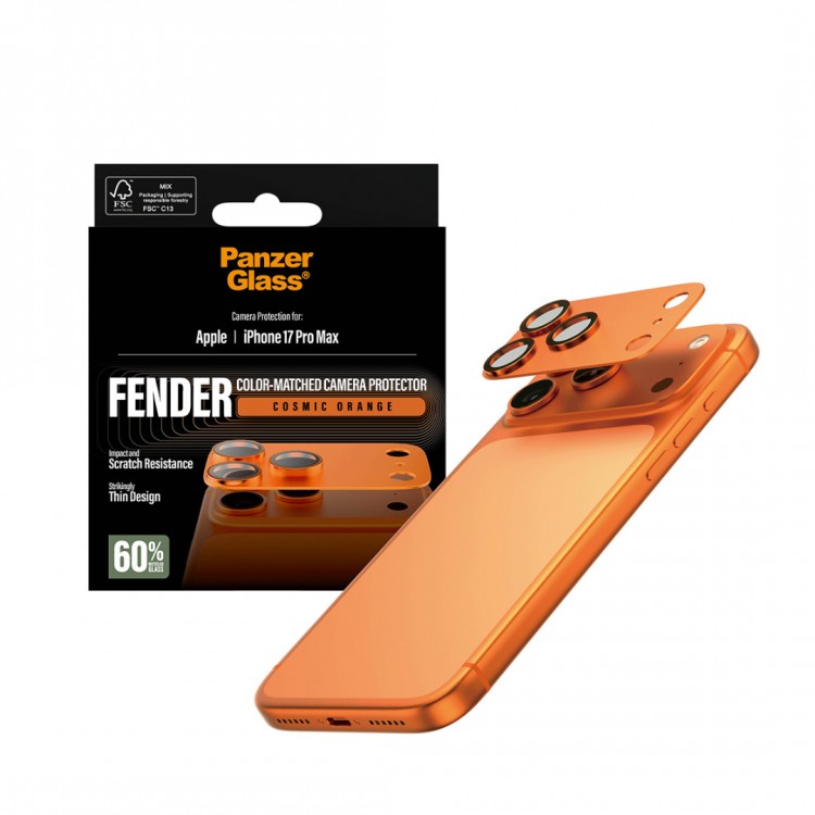 PANZERGLASS Γυαλί προστασίας FENDER CAMERA Aluminum LENS protector για Apple iPhone 17 Pro MAX 6.9 5G 2025 - Cosmic ΠΟΡΤΟΚΑΛΙ - PG-PG58205