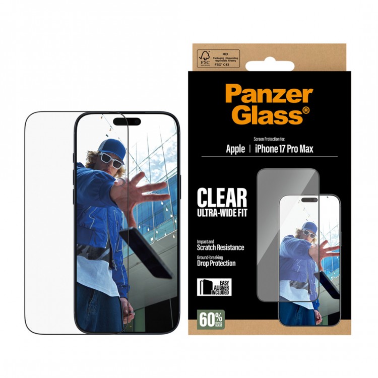 PanzerGlass Γυαλί προστασίας ULTRA-WIDE FIT EasyAligner Case Friendly 0.3MM για Apple iPhone 17 Pro MAX 6.9 5G 2025 - PG-PG66497
