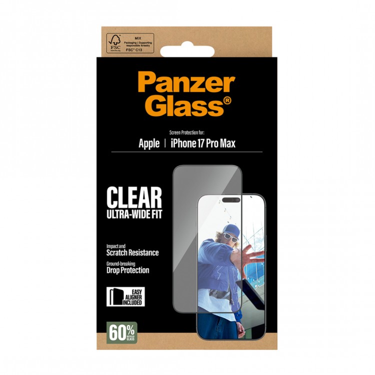 PanzerGlass Γυαλί προστασίας ULTRA-WIDE FIT EasyAligner Case Friendly 0.3MM για Apple iPhone 17 Pro MAX 6.9 5G 2025 - PG-PG66497