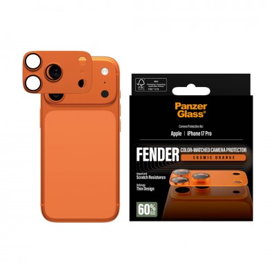 PANZERGLASS Γυαλί προστασίας FENDER CAMERA Aluminum LENS protector για Apple iPhone 17 Pro 6.3 5G 2025 - Cosmic ΠΟΡΤΟΚΑΛΙ - PG-PG91919