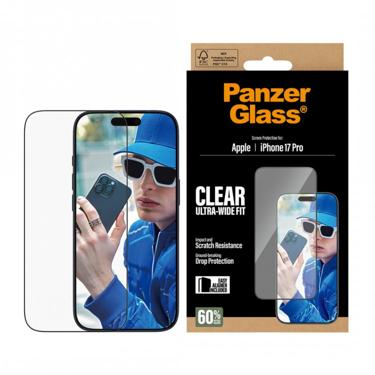 PanzerGlass Γυαλί προστασίας ULTRA-WIDE FIT EasyAligner Case Friendly 0.3MM για Apple iPhone 17 Pro 6.3 5G 2025 - PG-PG99748