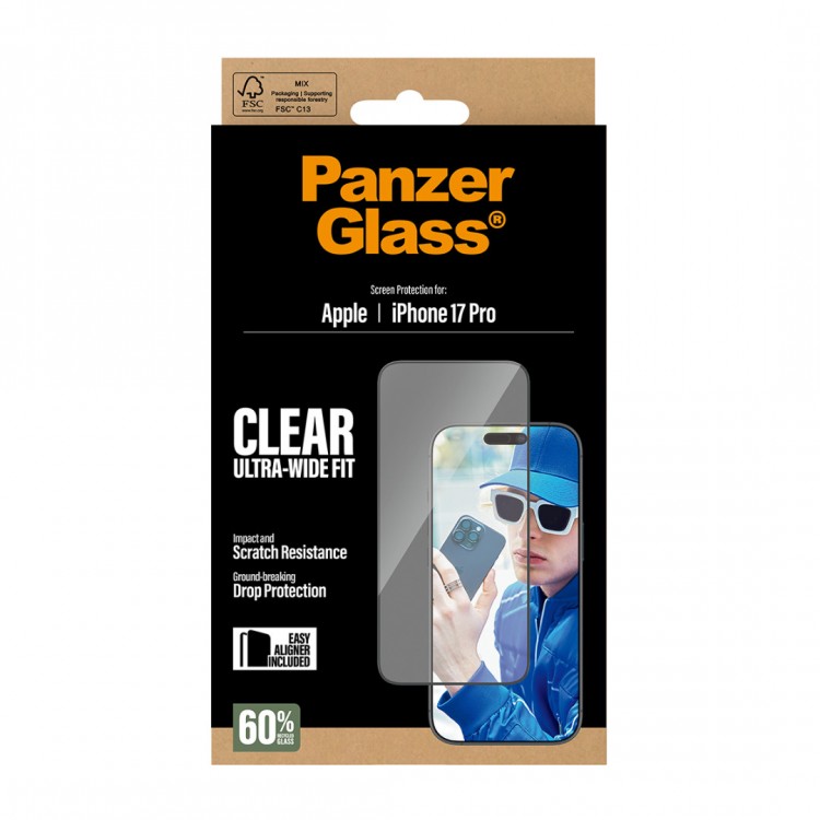 PanzerGlass Γυαλί προστασίας ULTRA-WIDE FIT EasyAligner Case Friendly 0.3MM για Apple iPhone 17 Pro 6.3 5G 2025 - PG-PG99748