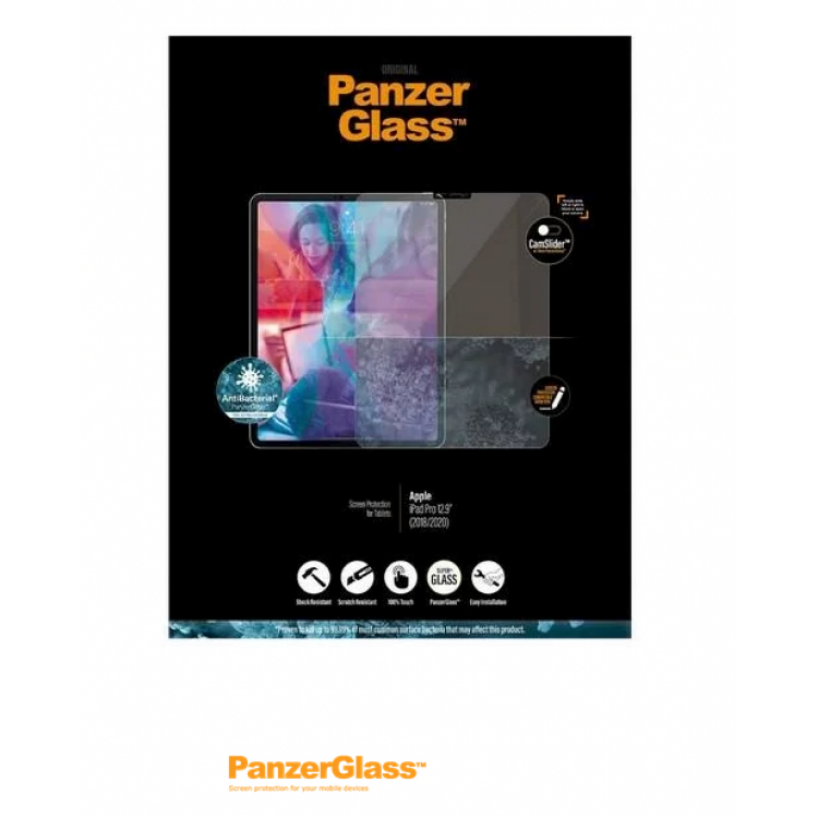 PanzerGlass CamSlider Αντιβακτηριδιακό Γυαλί προστασίας Fullcover 3D 0.3MM Curved Edges για Apple iPad Pro 12.9 (2018/20/21 - 3rd/4th/5th gen) - ΜΑΥΡΟ - PG-2703 