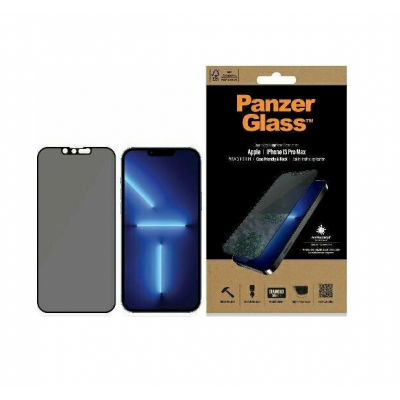 PanzerGlass Tempered Glass Fullcover MICROFRACTURE ANTIBACTERIAL Privacy "Edge-to-Edge" Case Friendly 0.3MM για Apple iPhone 13 PRO MAX 6.7 - BLACK - PG-PROP2746