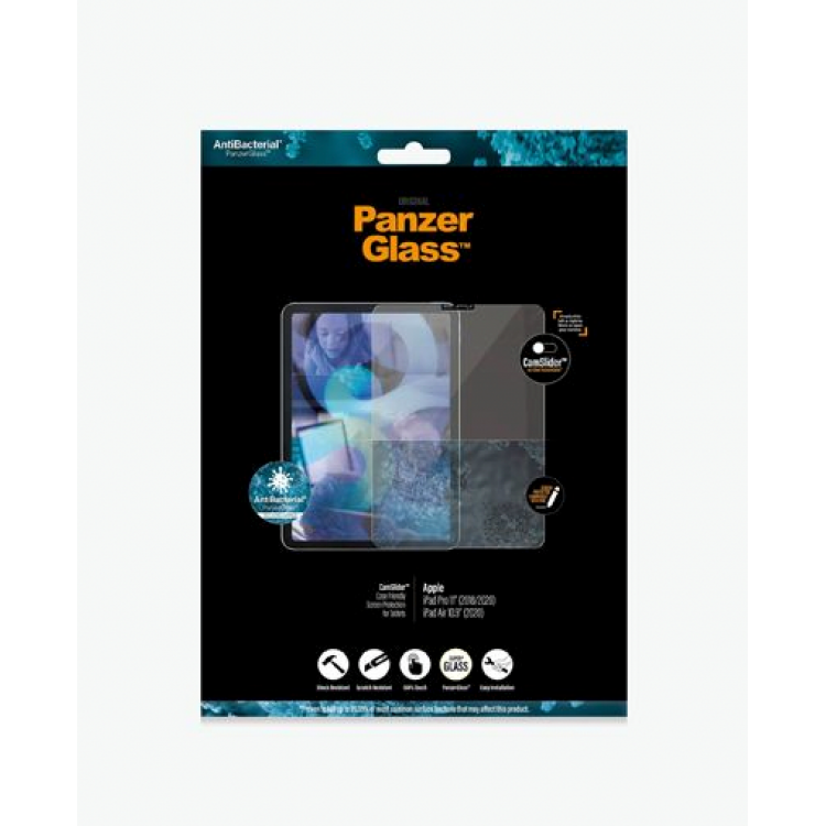 PanzerGlass CamSlider Αντιβακτηριδιακό Γυαλί προστασίας Fullcover 3D 0.3MM Curved Edges για Apple iPad Pro 11 (2018/20/21 - 1st/2nd/3rd gen) & iPad Air 10.9 (2020/22 - 4th/5th gen)  - ΜΑΥΡΟ - PG-2702