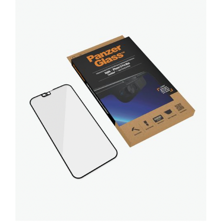 PanzerGlass Γυαλί προστασίας Fullcover MICROFRACTURE ANTIBACTERIAL CamSlider "Edge-to-Edge" Case Friendly 0.3MM για Apple iPhone 13 PRO MAX 6.7 - ΜΑΥΡΟ - PG-2749