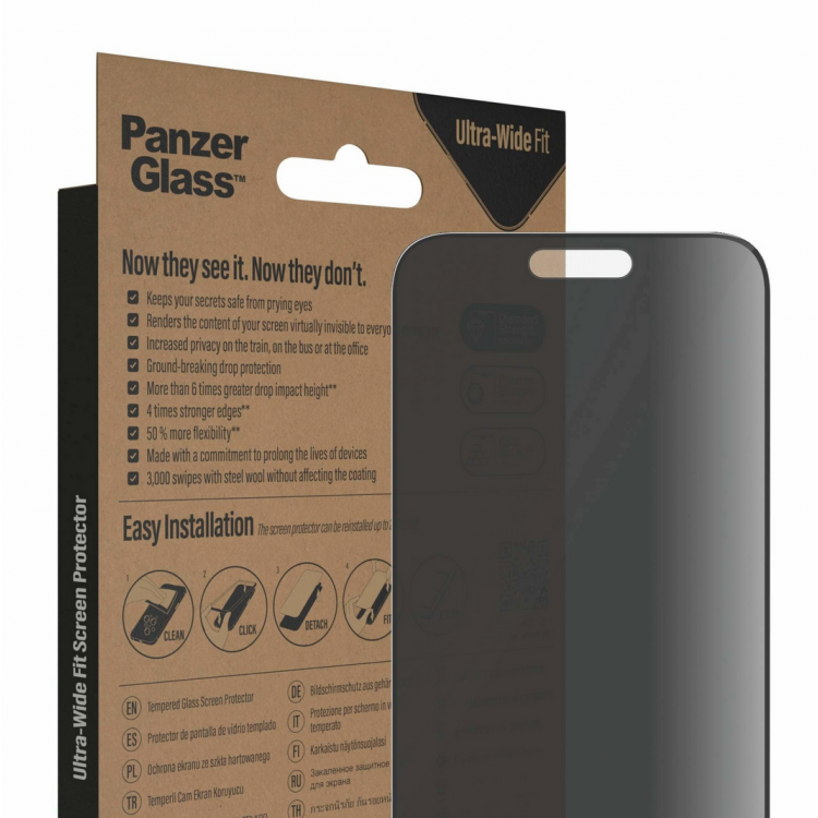 PanzerGlass Γυαλί προστασίας Fullcover MICROFRACTURE ANTIBACTERIAL Privacy Ultra-Wide Fit με EasyAligner Case Friendly 0.3MM για Apple iPhone 14 PRO MAX 6.7 - P2786-PG