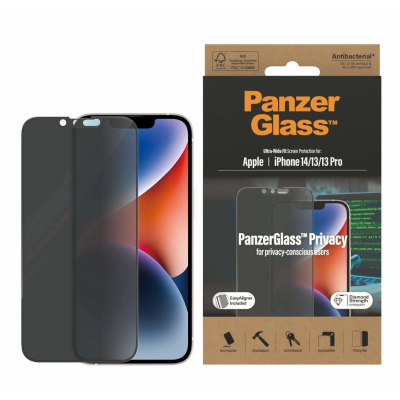 PanzerGlass Γυαλί προστασίας ULTRA-WIDE FIT Privacy with EasyAligner Case Friendly Antibacterial 0.3MM για Apple iPhone 13/14/13 PRO 6.1 - P2783-PG