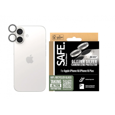 PANZERGLASS Δακτυλίδια προστασίας CAMERA protection HoopS SAFE. by PanzerGlass Optic Rings για Apple IPHONE 16 6.1 2024 /16 PLUS 6.7 2024 - ΑΣΗΜΙ GLITTER - PG-SAFE95892