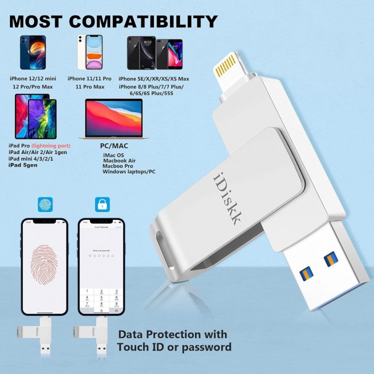 iDisk 2-in-1 Storage 32GB Go για συσκευές Apple iOS MFi Certified - ΑΣΗΜΙ - U006-USB3.0-32G