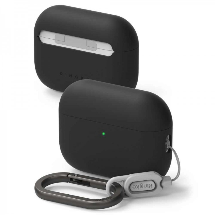 Θήκη RINGKE SILICONE με γάντζο για Apple AirPods PRO 3 2025 - ΜΑΥΡΟ
