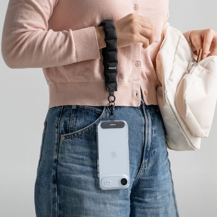 RINKGE HOLDER & PUFFER Universal Λουράκι χειρός για SMARTPHONES - FLORAL ΡΟΖ