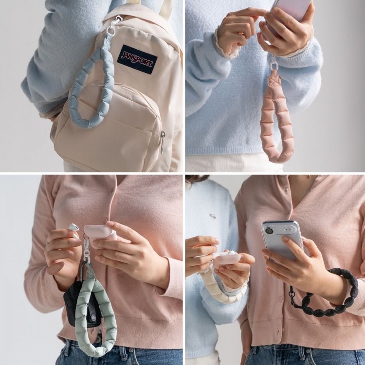 RINKGE HOLDER & PUFFER Universal Λουράκι χειρός για SMARTPHONES - FLORAL ΡΟΖ