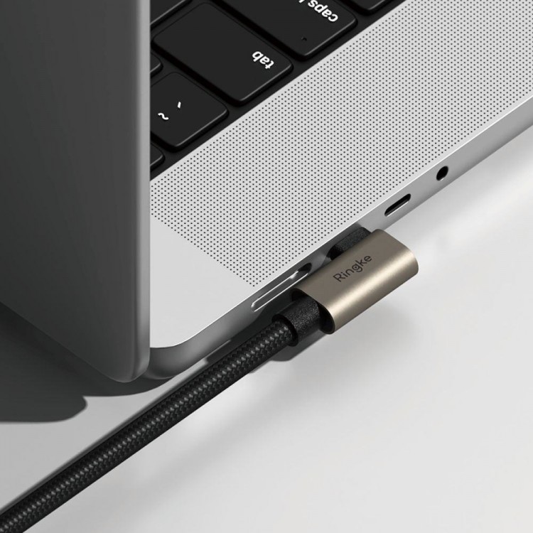 RINGKE καλώδιο USB 3.2 Gen 2x2 USB-C 90 Degree Cable PD 240W - 2.0μ. - ΜΑΥΡΟ