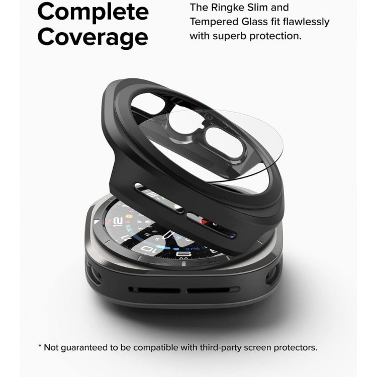 Θήκη RINGKE SLIM και Γυαλί προστασίας για Samsung GALAXY WATCH ULTRA (47 MM) - ΜΑΥΡΟ