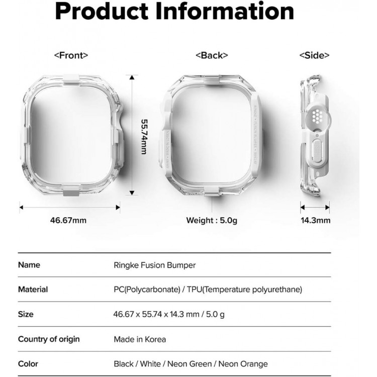 Θήκη RINGKE FUSION BUMPER για APPLE WATCH SERIES ULTRA 1 / 2 - 49 MM - ΛΕΥΚΟ ΔΙΑΦΑΝΟ
