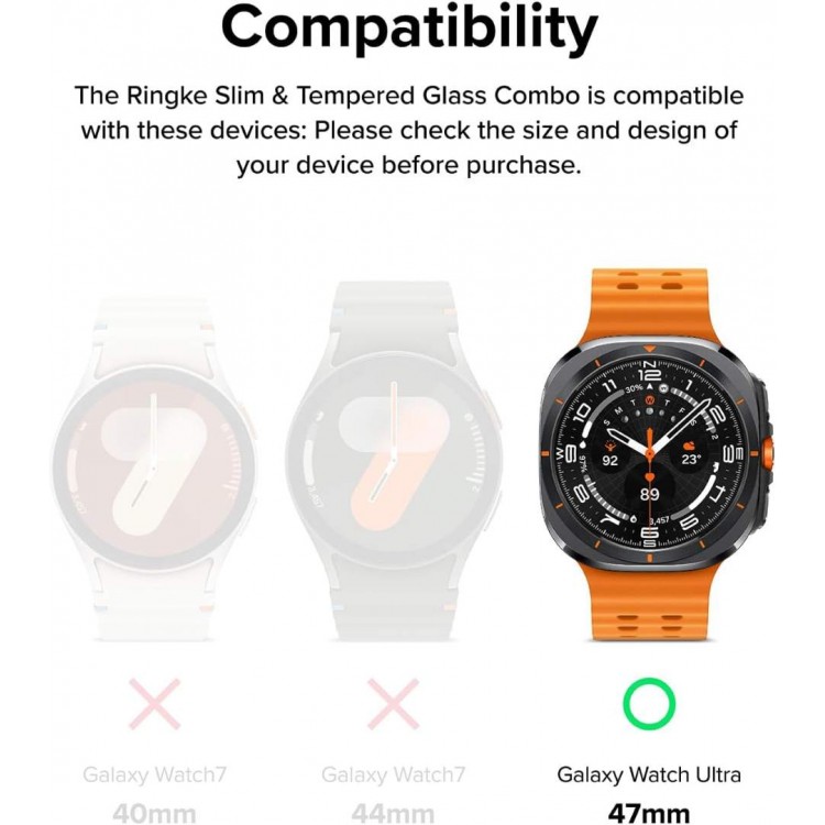 Θήκη RINGKE SLIM και Γυαλί προστασίας για Samsung GALAXY WATCH ULTRA (47 MM) - ΔΙΑΦΑΝΟ