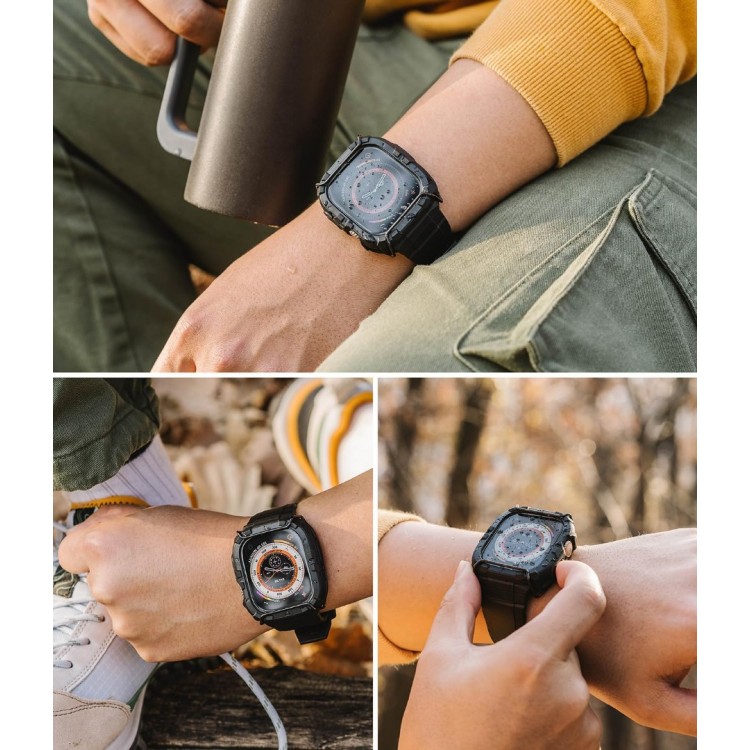 Θήκη RINGKE FUSION X GUARD με λουράκι αθλητικό,με Wire Protection για APPLE WATCH ULTRA 1/2 - 49 MM - ΜΑΥΡΟ