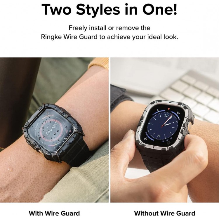 Θήκη RINGKE FUSION X GUARD με λουράκι αθλητικό,με Wire Protection για APPLE WATCH ULTRA 1/2 - 49 MM - ΜΑΥΡΟ