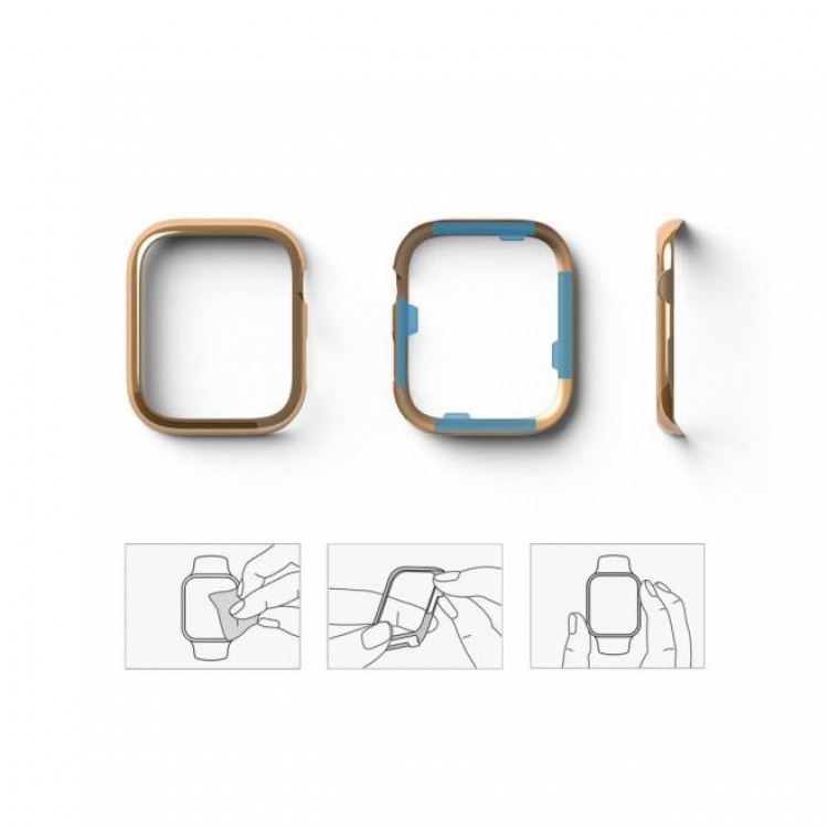 Θήκη Ringke Bezel Styling για Apple Watch seriees 9 / 8 / 7,  41mm - Glossy ΡΟΖ-ΧΡΥΣΟ