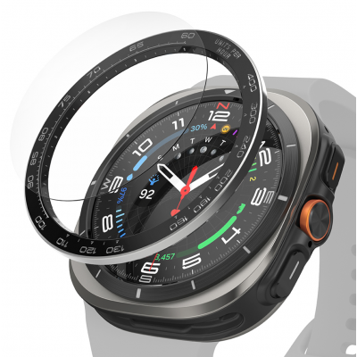 Ringke Bezel Styling Δακτυλίδι Προστασίας + HD Γυαλί Προστασίας for Samsung Galaxy Watch Ultra 47mm - Ανοξείδωτο ατσάλι - ΜΑΥΡΟ - GWU-47-98