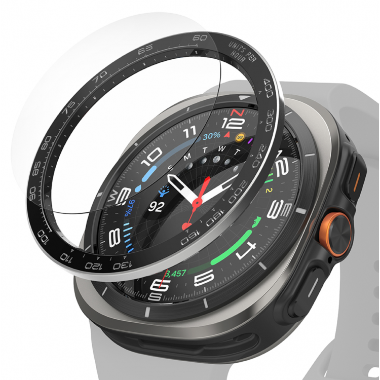 Ringke Bezel Styling Δακτυλίδι Προστασίας + HD Γυαλί Προστασίας for Samsung Galaxy Watch Ultra 47mm - Ανοξείδωτο ατσάλι - ΜΑΥΡΟ - GWU-47-98