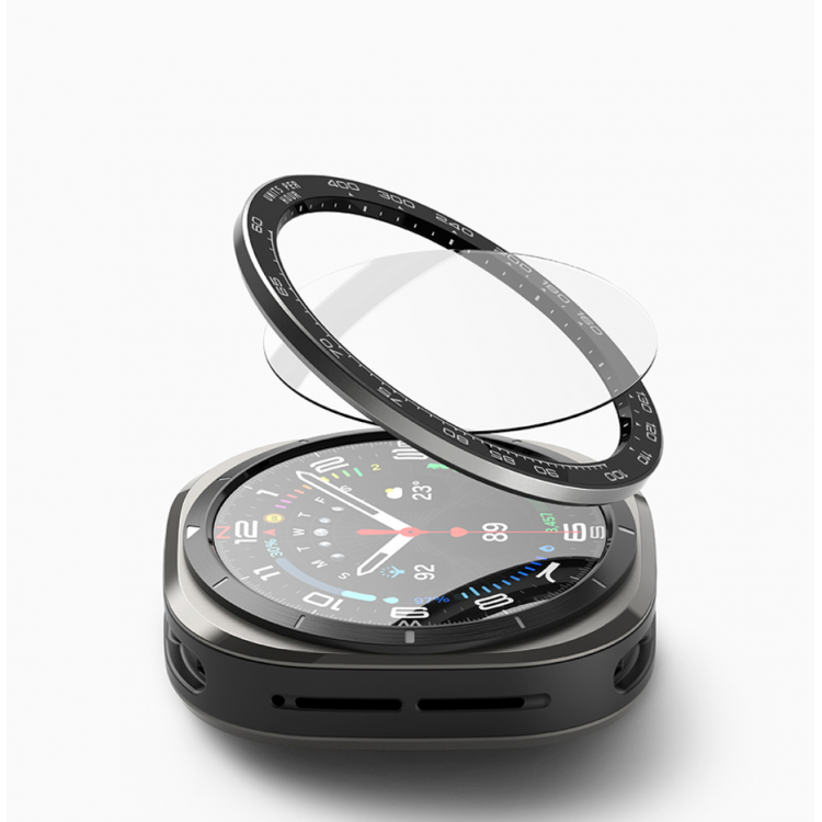 Ringke Bezel Styling Δακτυλίδι Προστασίας + HD Γυαλί Προστασίας for Samsung Galaxy Watch Ultra 47mm - Ανοξείδωτο ατσάλι - ΜΑΥΡΟ - GWU-47-98