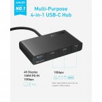 Anker USB-C Docking Station με 4x Type-C, 10Gbps, 100W Max PD-in - ΜΑΥΡΟ - A8340GA1