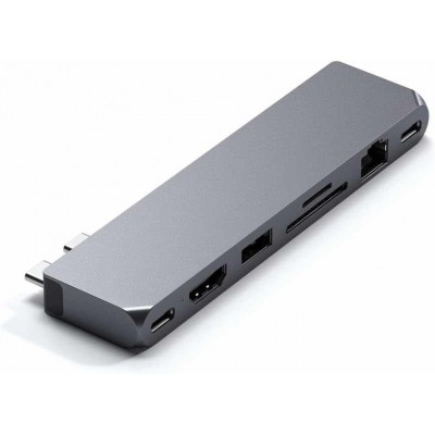 Satechi Aluminum USB-C Pro Hub Max Multiport Adapter για Apple MacBook Pro M1,M2,M3 series (2016-2024) - ΓΚΡΙ - SA-ST-UCPHMXM