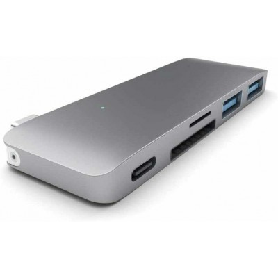 Satechi USB-C Passthrough Hub Adapter 4X Θύρες USB-A 3.0 Αλουμινίου, 5-σε-1 - ΓΚΡΙ - SA-ST-TCUPM