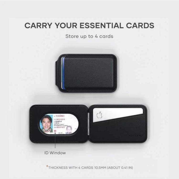 SATECHI Δερμάτινο universal MagSafe Μαγνητικό Πορτοφόλι πιστωτικών καρτω΄ν με Βάση στήριξης - ΜΑΥΡΟ - SA-ST-VLWK 