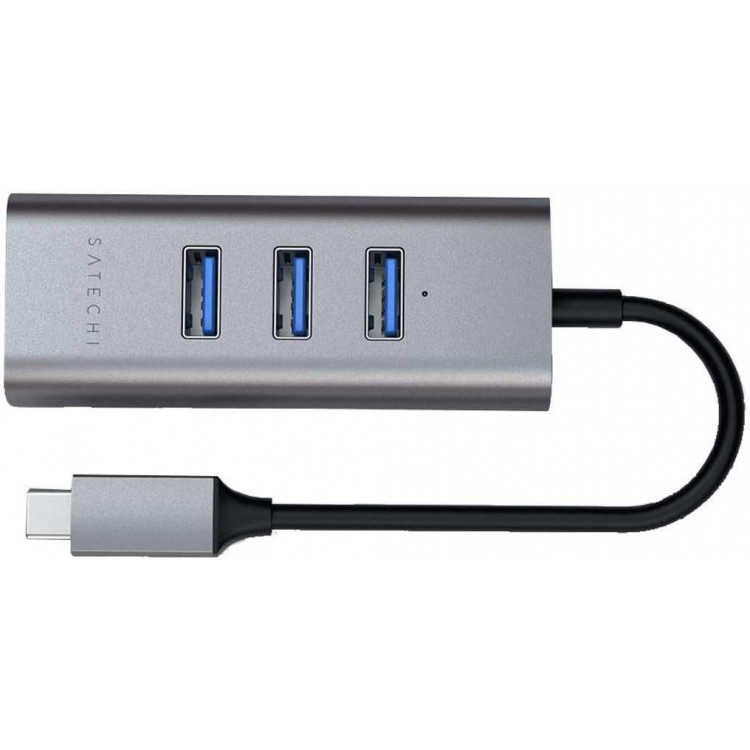 Satechi Αλουμινίου USB-C multiport hub με 3Χ θύρες USB-A και 1Χ θύρα Gigabit Ethernet - ΓΚΡΙ - SA-ST-TC2N1USB31AM