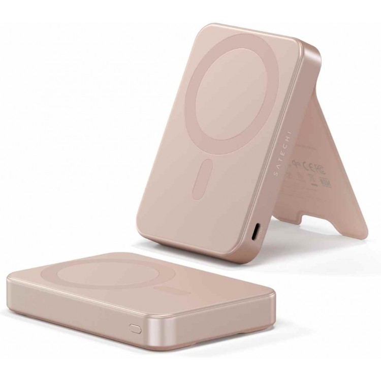 SATECHI OntheGo Qi2 Ασύρματος PowerBank 10.000mAh Φορτιστής με Αναδιπλούμενη 15W βάση - ΡΟΖ Desert - SA-ST-B10Q2SR