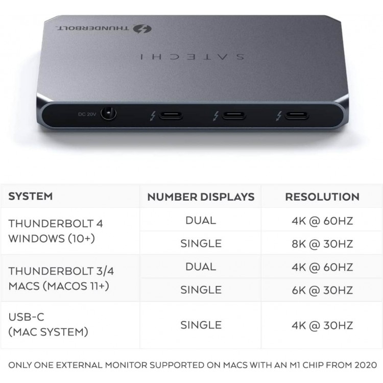 Satechi Αλουμινίου Thunderbolt 4 5-in-1 Slim Multiport Hub 6XΘύρες, εως 40 Gbps - ΓΚΡΙ - SA-ST-T4SHM-EU