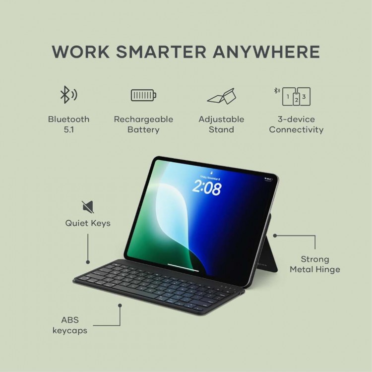 SATECHI ONTHEGO Ασύρματο πληκτρολόγιο Bluetooth Αλουμινίου QWERTY - ΜΑΥΡΟ - SA-ST-KOTGK-EN