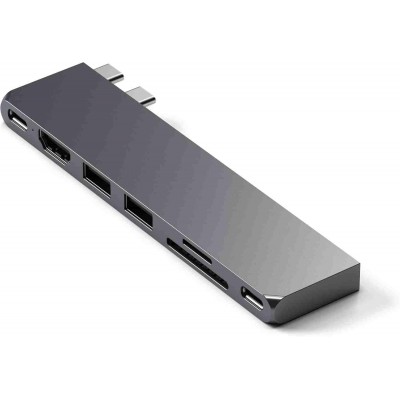 Satechi Αλουμινίου USB-C 100W PD multiport Adapter Pro Slim 7-σε-1 hub για APPLE MACBOOK σειράς M1/M2/M3/Μ4 - ΓΚΡΙ - SA-ST-HUCPHSM