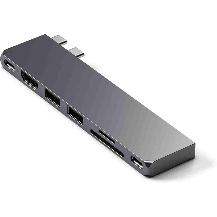 Satechi Αλουμινίου USB-C 100W PD multiport Adapter Pro Slim 7-σε-1 hub για APPLE MACBOOK σειράς M1/M2/M3/Μ4 - ΓΚΡΙ - SA-ST-HUCPHSM