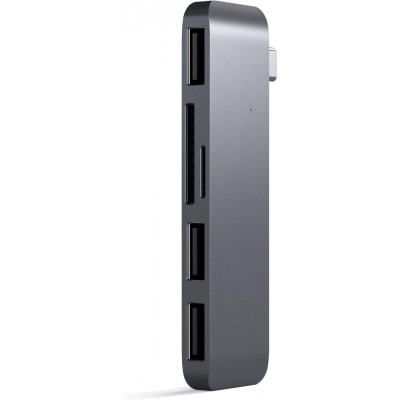 Satechi USB-C Combo Hub Adapter 3X Θύρες USB-A 3.0 Αλουμινίου, 3-σε-1, με αναγνώστη καρτών Micro SD/SD/TF - ΓΚΡΙ - SA-ST-TCUHM