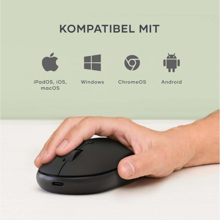 SATECHI ONTHEGO Bluetooth Ασύρματο ποντίκι με USB-C Επαναφορτιζόμενη μπαταρία - ΜΑΥΡΟ - SA-ST-MOTGK