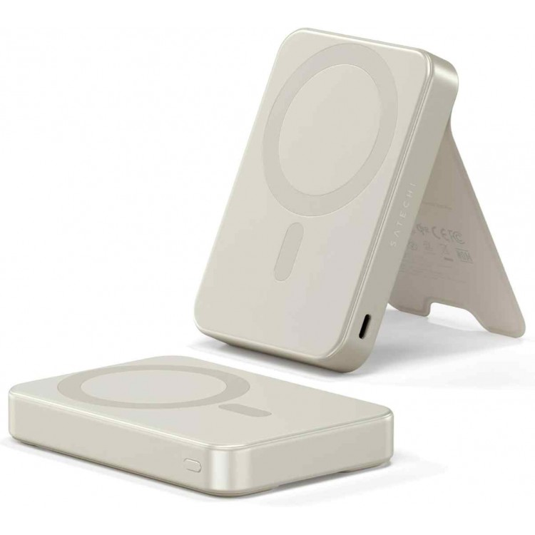 SATECHI OntheGo Qi2 Ασύρματος PowerBank 10.000mAh Φορτιστής με Αναδιπλούμενη 15W βάση - Sand ΜΠΕΖ - SA-ST-B10Q2SW 