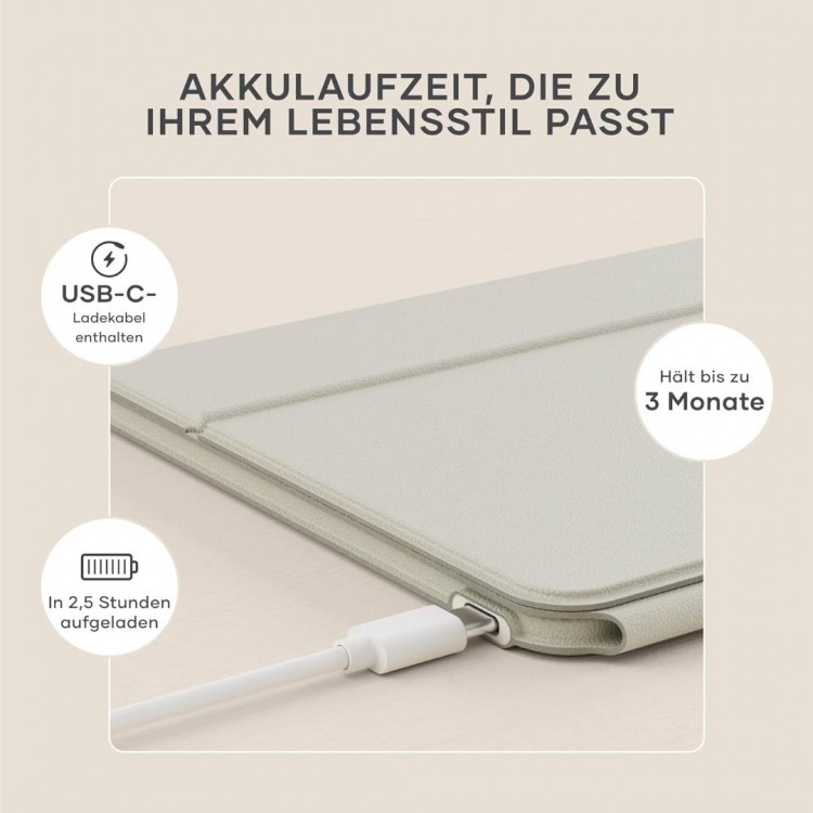 SATECHI ONTHEGO Ασύρματο πληκτρολόγιο Bluetooth Αλουμινίου QWERTY - Sand ΜΠΕΖ - SA-ST-KOTGW-EN