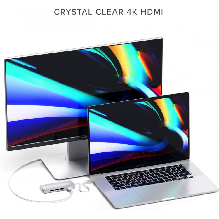 Satechi Aluminum Type-C 8-σε-1 Multi-Port Προσαρμογέας 4k με Ethernet V2 - ΑΣΗΜΙ -  SA-ST-TCMA2S