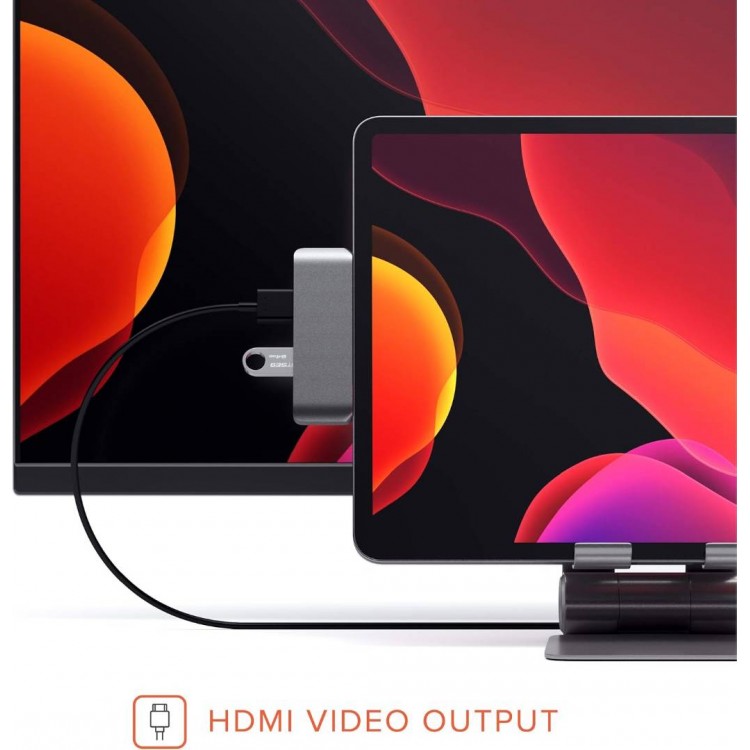 Satechi Αλουμινίου USB-C PD Mobile Pro Hub, 4K HDMI, USB 3.0 & 3.5mm Audio - ΓΚΡΙ - SA-ST-TCMPHM