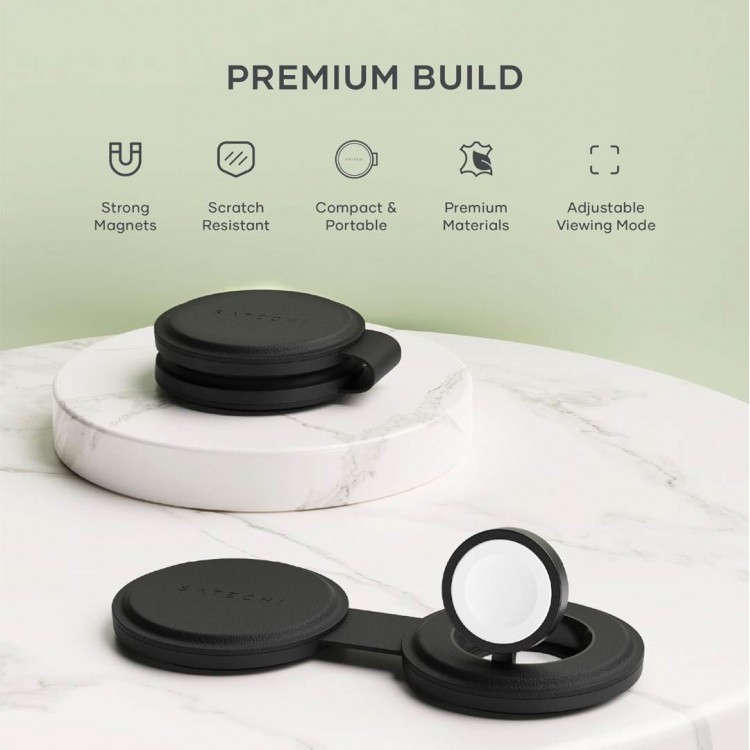 SATECHI OntheGo 2-in-1 Ασύρματος Φορτιστής με Αναδιπλούμενη Qi2 βάση για Αpple iPhone, Apple Watch Series 15W - ΜΑΥΡΟ - SA-ST-QTG21K