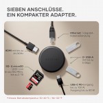 Satechi OntheGo 7-σε-1 Portable Μαγνητικό 100W PD multiport Adapter, με USB-A, USB-C PD, 4K HDMI, SD/microSD, Gigabit Ethernet - ΜΑΥΡΟ - SA-ST-POTG7C