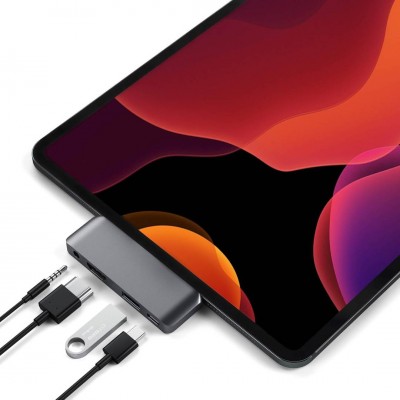Satechi Αλουμινίου USB-C PD Mobile Pro Hub, 4K HDMI, USB 3.0 & 3.5mm Audio - ΓΚΡΙ - SA-ST-TCMPHM