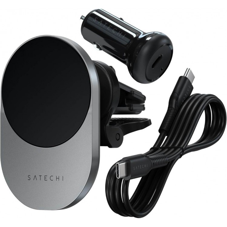 SATECHI MagSafe Qi2 15W VENT Power Wirelessly Fast Car Bάση φορτισης αυτοκινητου - ΓΚΡΙ - SA-ST-Q2CCM 