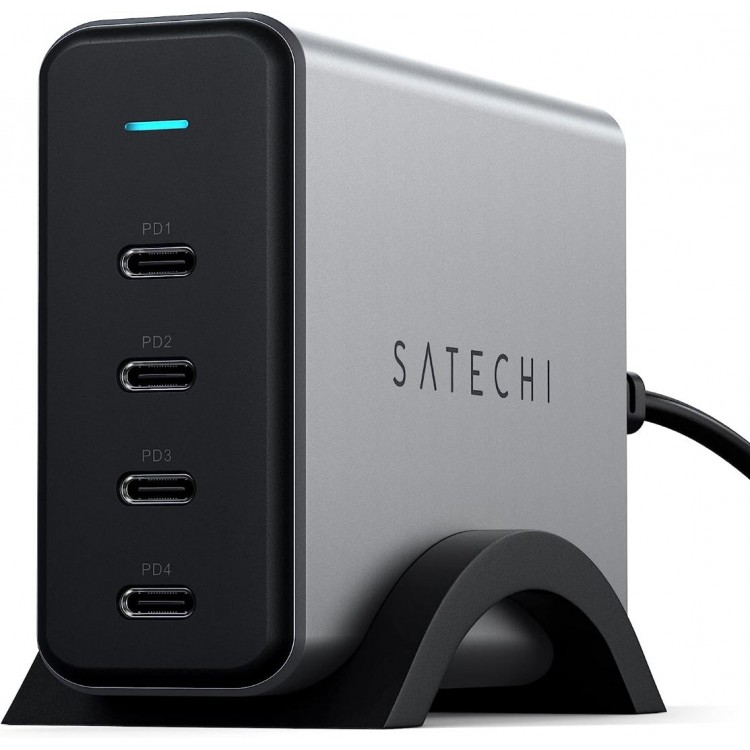 Satechi Desktop Charger 165W 4-Port USB-C PD GaN Compact  Επιτραπέζιος φορτιστής HUB - ΓΚΡΙ - SA-ST-UC165GM-EU