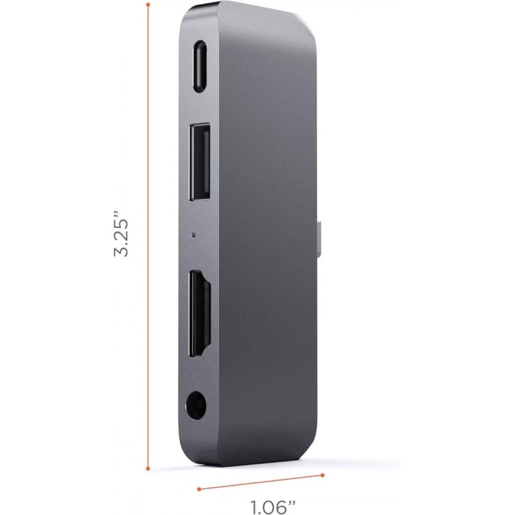 Satechi Αλουμινίου USB-C PD Mobile Pro Hub, 4K HDMI, USB 3.0 & 3.5mm Audio - ΓΚΡΙ - SA-ST-TCMPHM