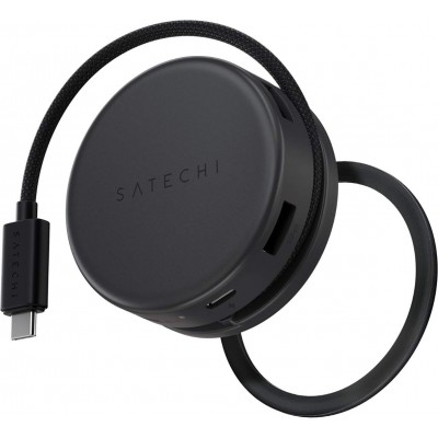 Satechi OntheGo 7-σε-1 Portable Μαγνητικό 100W PD multiport Adapter, με USB-A, USB-C PD, 4K HDMI, SD/microSD, Gigabit Ethernet - ΜΑΥΡΟ - SA-ST-POTG7C